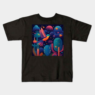 Bird Cactus Boho Kids T-Shirt